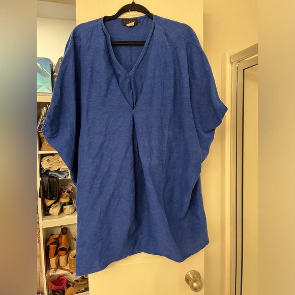 Hatch Dresses & Skirts - Blue linen maternity dress